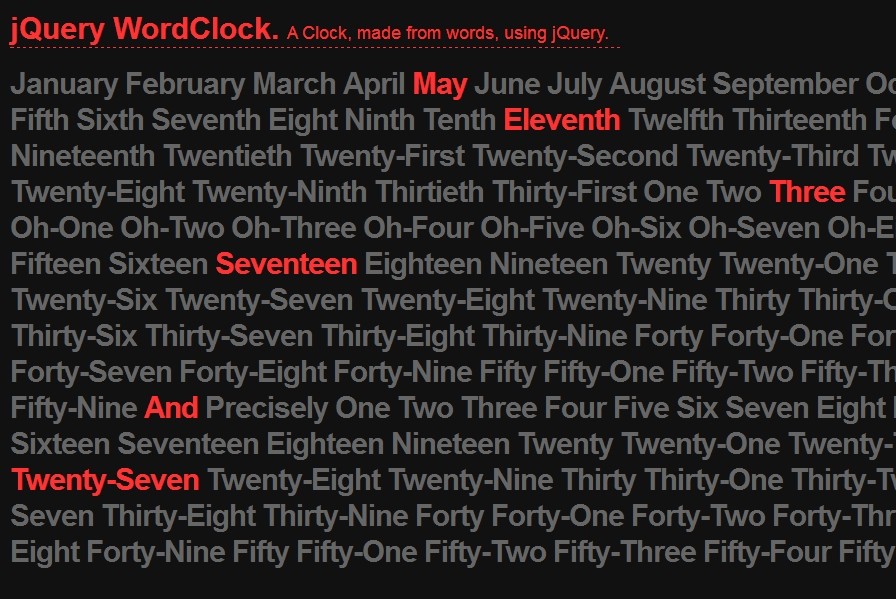 jQuery WordClock